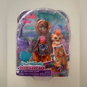 Nwt Enchantimals Glam Party Cheetah Doll with Extra Long Hair